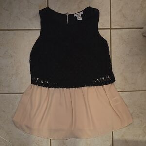 BAR III Elegant Black Lace Top with Cream Skirt Dress‎